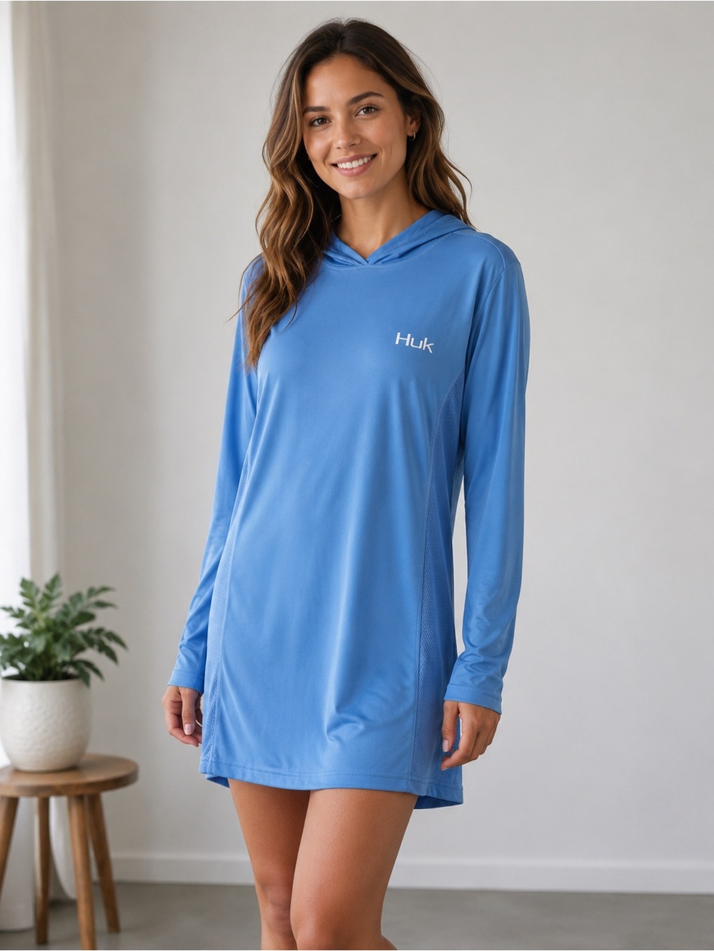 Huk Women’s Blue Icon Hooded Dress New With Tags Size Large